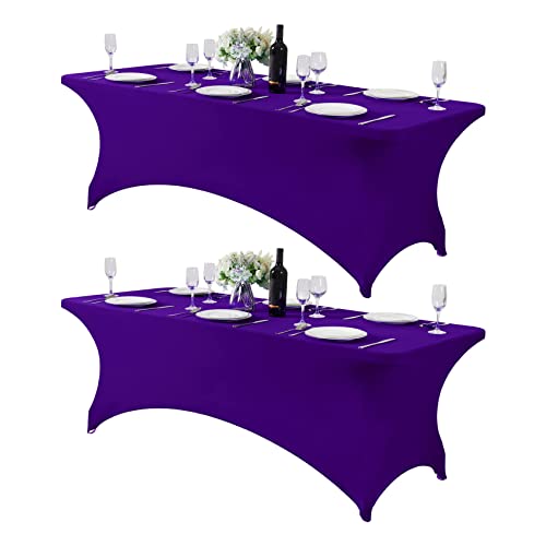 2Pack Spandex Table Cover for 8FT or 4ft or 6ft Table Universal Fitted Stretch Tablecloth for Party (2 Count)