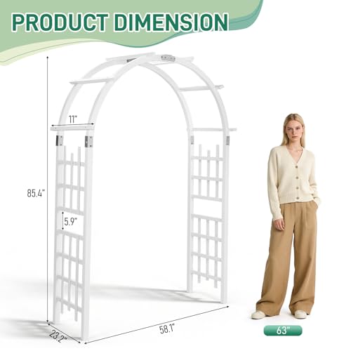 7Ft White Wooden Arbor Arch
