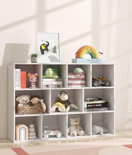 11 Cube White Kids Toy Storage Organizer & Bookshelf