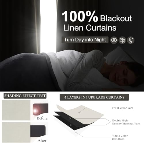 Luxury Pinch Pleated Linen 86 Inch Curtains for Living Room