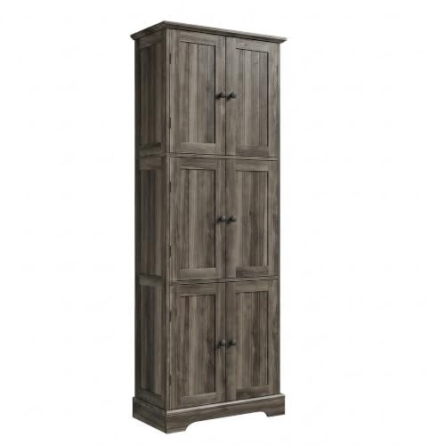 63.2" Tall Bathroom Storage Cabinet with 6 Doors