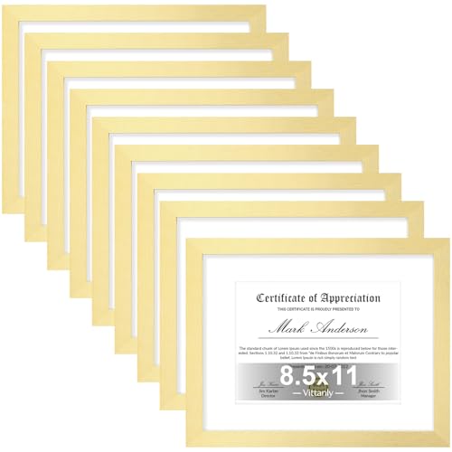 8.5x11 Picture Frames Set of 9 for Wall Mount or Tabletop (9 Count)