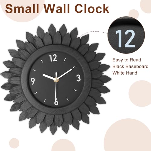 Wall Clock Battery Operated 12 Inch Rustic Wooden Boho Sunburst Decorative Wall Clock Silent Non
