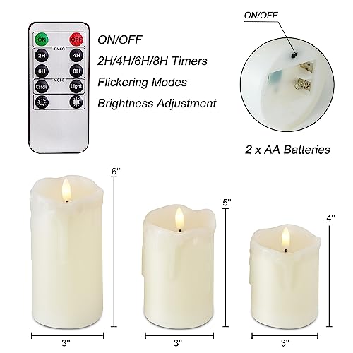 Dripping Wax Flameless LED Pillar Candles (3 Count)