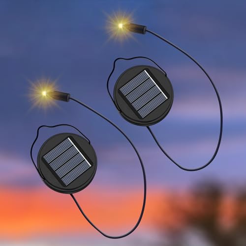 2Pack AA 600Mah Solar Lights Replacement Top for Outdoor Lantern Lights Waterproof for Garden (2 Count)