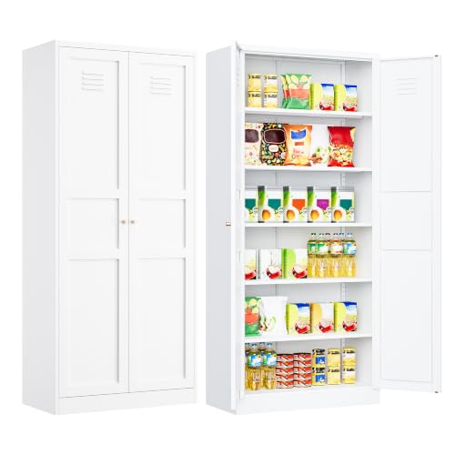 71" Tall Pantry Cabinet with 2 Doors and 5 Shelves