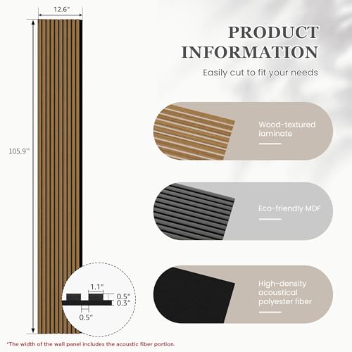 4 Pack 105.9" x 12.6" x 0.8" Acoustic Wall Panels Sound Absorbing (37.16 Sq Ft)