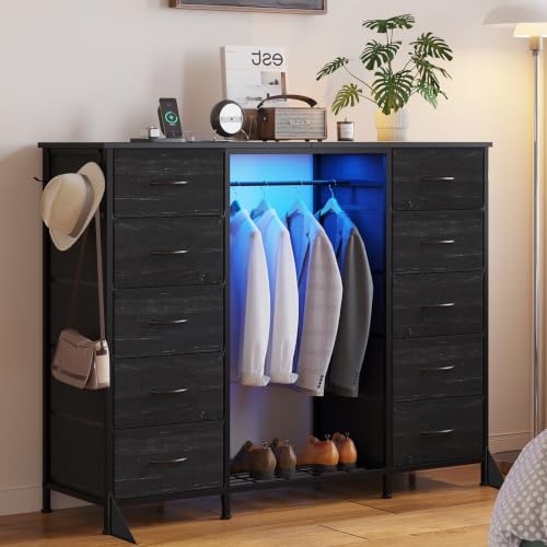 55"W Dresser with Hanging Rack