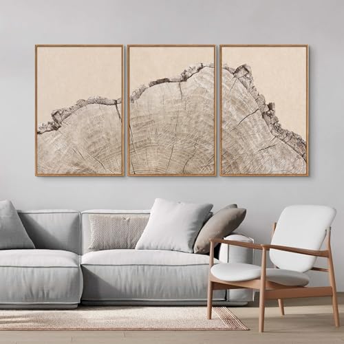 Large Tree Ring Framed Canvas Wall Art Set (3 Count)