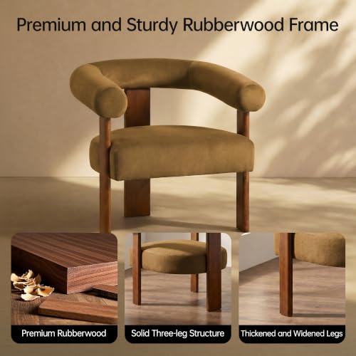 Barrel Accent Chairs Set of 2 with Armrests and Walnut Wood Legs (2 Count)