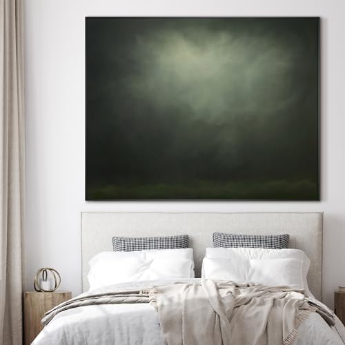 46"x60" Extra Large Framed Wall Art Moody Green Abstract Cloudscape