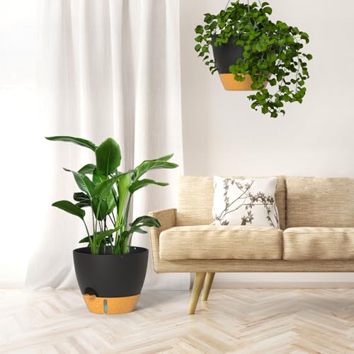 12 Inch Large Self Watering Hanging Planters for Indoor Outdoor Plants
