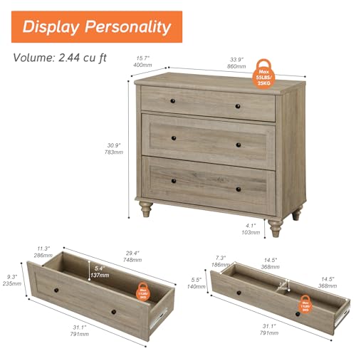 Baby Dresser for Bedroom with 3 Drawers