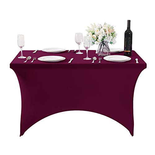 2Pack Spandex Table Cover for 4FT or 6ft or 9ft Table Universal Fitted Stretch Tablecloth for Party (2 Count)