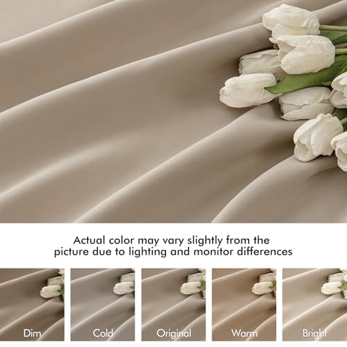 Taupe Back Tab Blackout Curtains 52x90 Inch Long 2 Panels Set (2 Count)