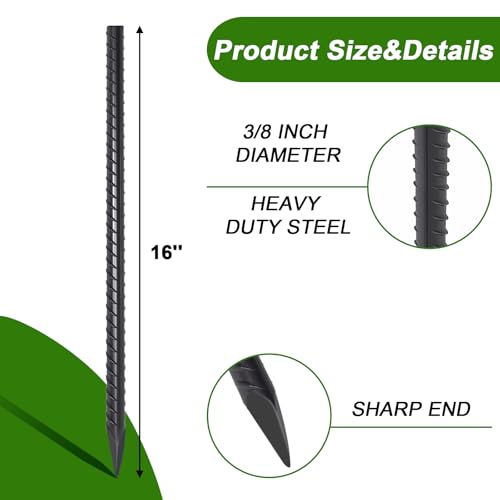 Straight Rebar Stakes 16 Inch 3 (16 Count)