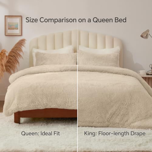 Beige Fluffy Comforter Set Twin