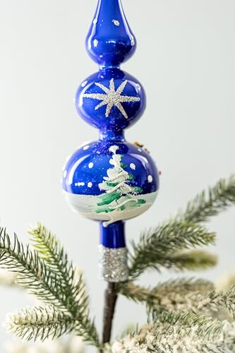 Tree Topper Mouth Blown Christmas Tree Topper Poinsettia Victorian Tree Topper Hand Decorated Made in Poland