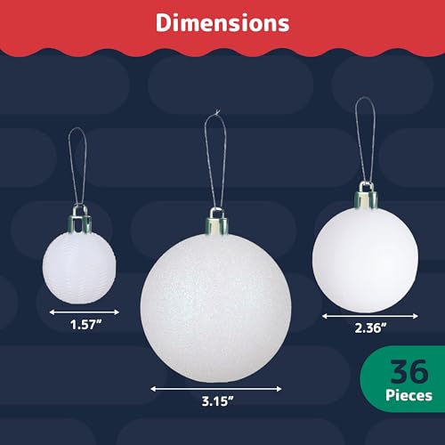 36 Piece White Christmas Ornaments and Balls