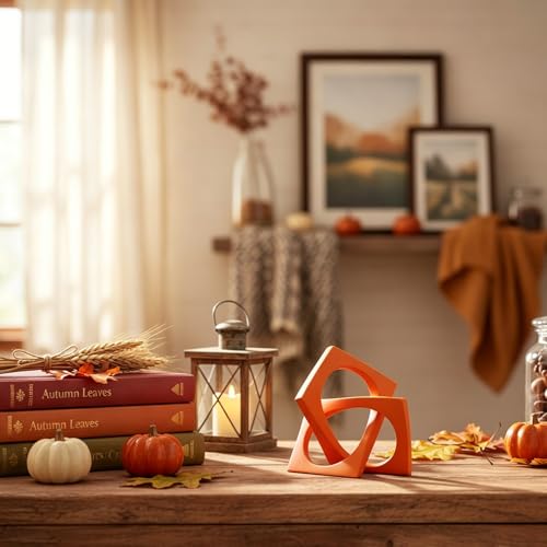 Orange Knot Statue for Coffee Table Centerpiece Decor