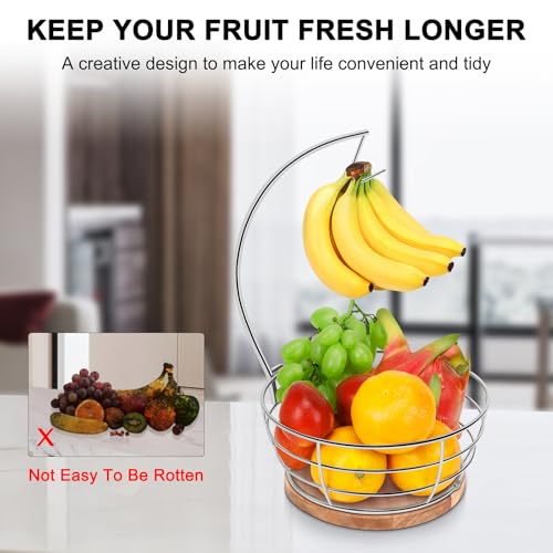 Countertop Fruit Basket Bowl with Banana Hanger