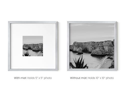 10x10 Silver Metal Picture Frames Matted to 5x5 (3 Count)