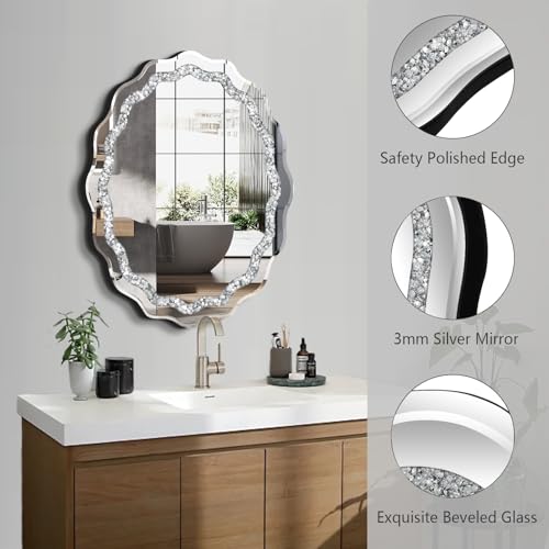 24x30 Inch Frameless Oval Wall Mirror for Bathroom Sink