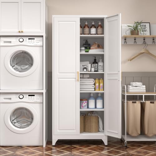 75”Metal Pantry Storage Cabinet with Doors & 5 Adjustable Shelves
