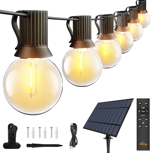 60FT 27 Bulbs Solar String Lights Outdoor Waterproof with Remote (60 Foot)