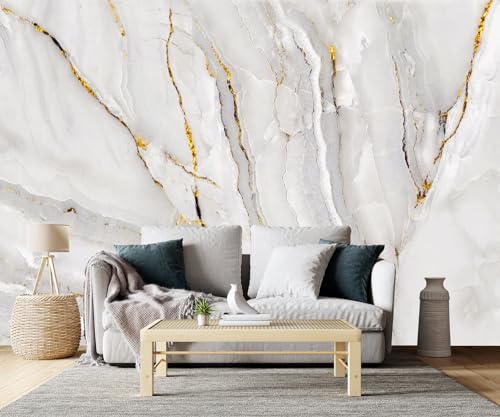Gold Marble Fabric Wallpaper Abstract Texture Mural Living Room 180" x 115"