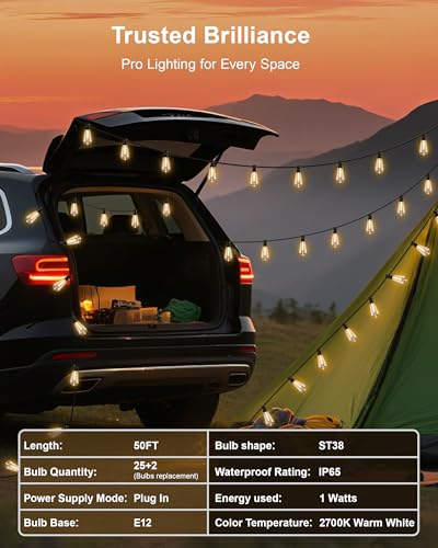 Patio String Lights 50FT LED (27 Count)