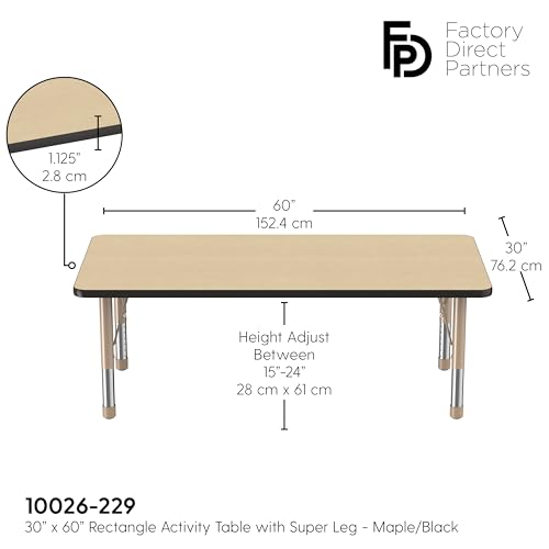 FDP 30" x 60" Rectangle Table with Chunky Legs