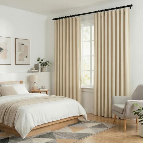 Blackout Curtains for Bedroom Room Darkening Curtains for Living Room Ceiling Door Curtain（Beige Drape 1 Panel