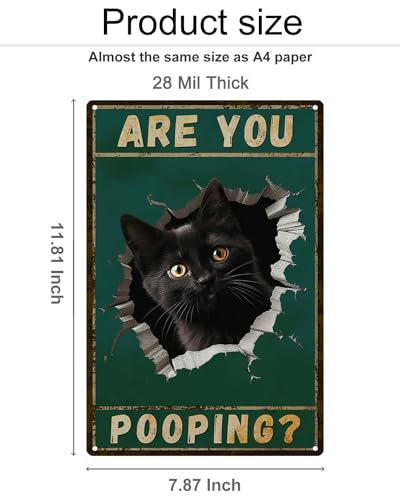 Black Cat Are You Pooping Metal Tin Sign Vintage Bathroom Decor 8x12"
