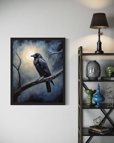 Crow under the Moonlight Poster Art Print
