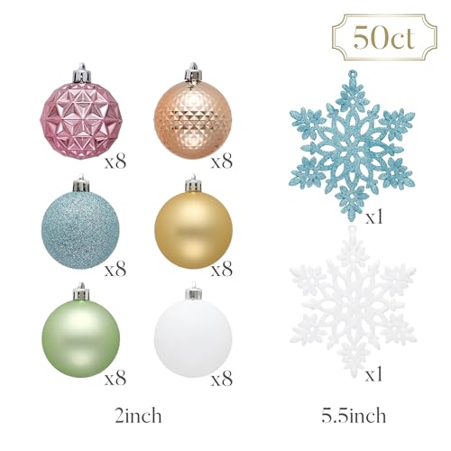 50ct Christmas Tree Decorations Ball Ornaments 2 Inches (50 Count)