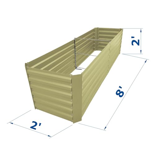 8x2x2FT Beige Metal Raised Garden Bed Kit