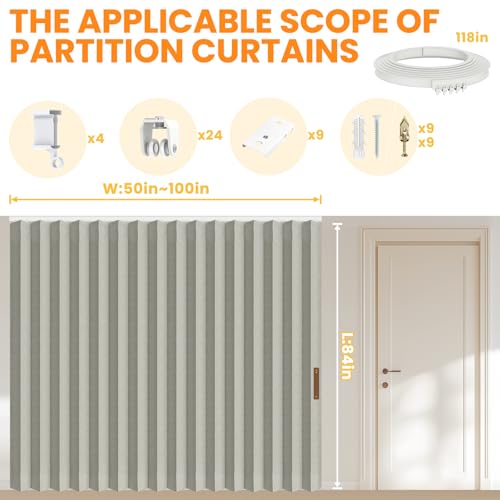Room Divider Curtain Sets with Flexible Ceiling Track