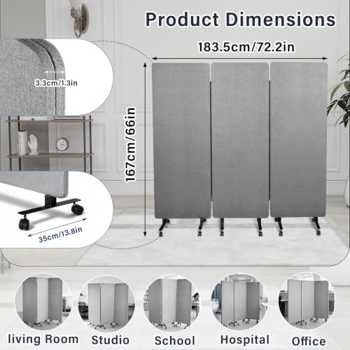 3 Panel Portable Office Partition (3 Count)
