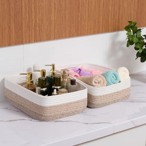 Large Shallow Organizing Baskets 15x11x5.1 Inches (2 Count)