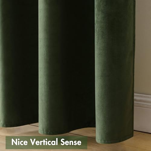 Olive Green Blackout Velvet Curtains Drapes 84 Inch Long 72"x84" (2 Count)