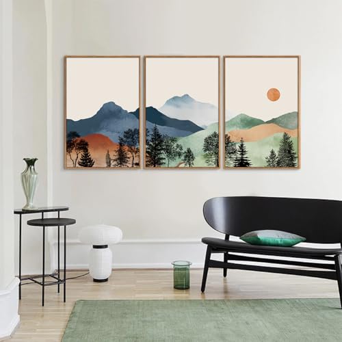 Boho Mountain Framed Canvas Wall Art Set of 3 (3 Count)