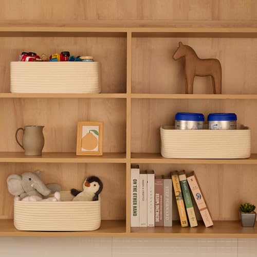 Large Shallow Organizing Baskets 15x11x5.1 Inches (4 Count)