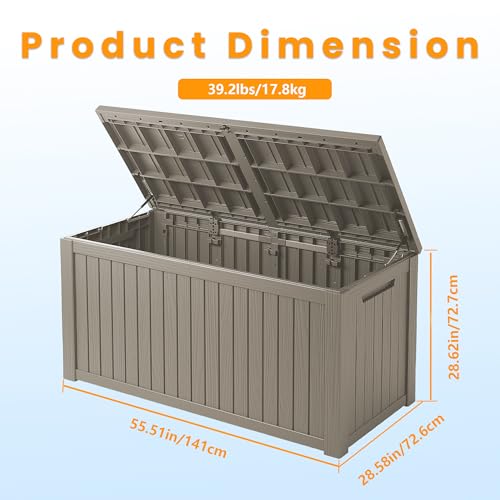 200 Gallon Outdoor Storage Box Waterproof Lockable Resin Deck Box Large