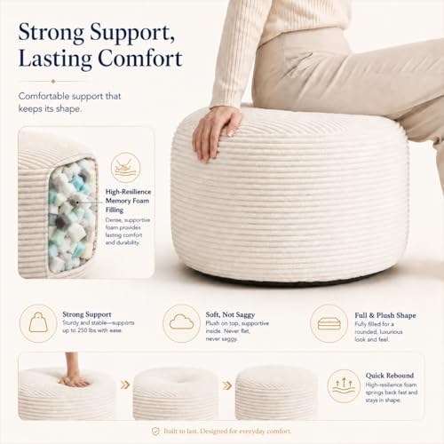 Round Pouf Ottoman Foot Rest 20 X 15