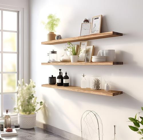 Wood Floating Shelves for Wall Decor (4 Count)