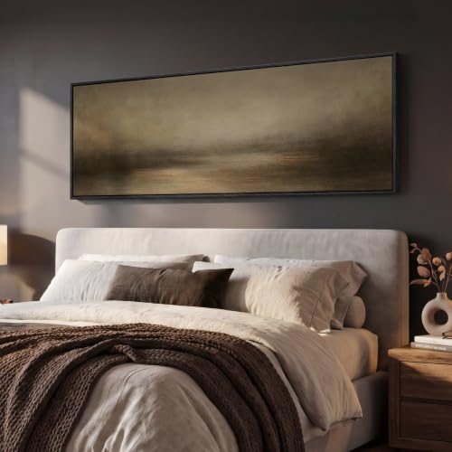 Large Framed Horizontal Abstract Landscape Wall Art for Living Room