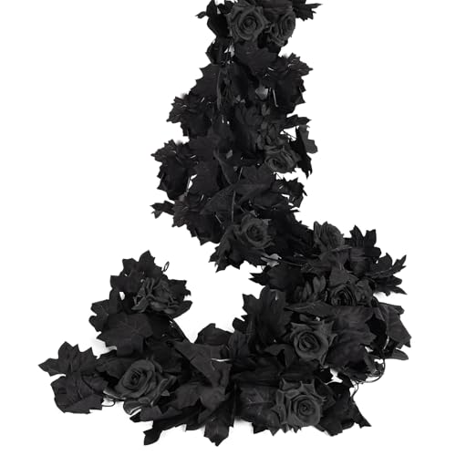 Black Artificial Flower Garland Fake Rose Vines Hanging Rose Vines