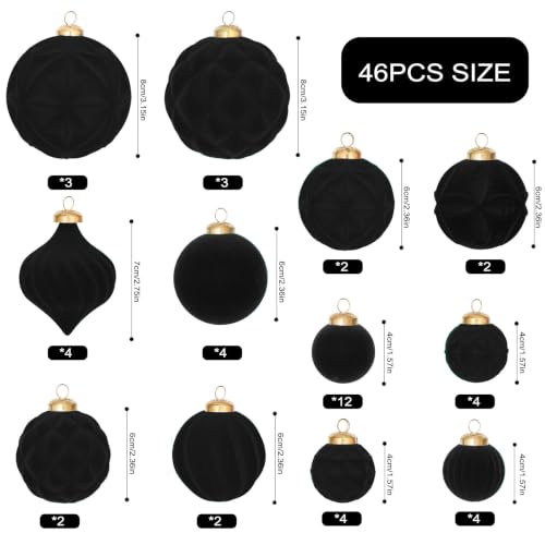 46PCS Velvet Christmas Ball Ornaments Set (46 Count)
