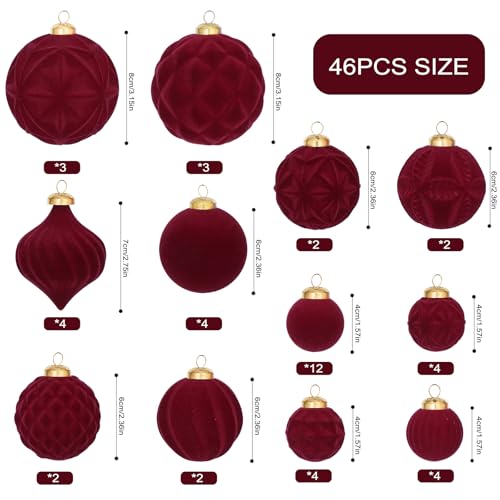46PCS Velvet Christmas Ball Ornaments Set (46 Count)
